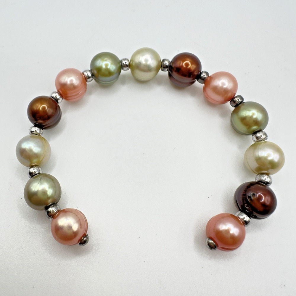 Honora Pearl Cuff Bracelet Multicolored Cultured Freshwater 6.25 Sterling Silver